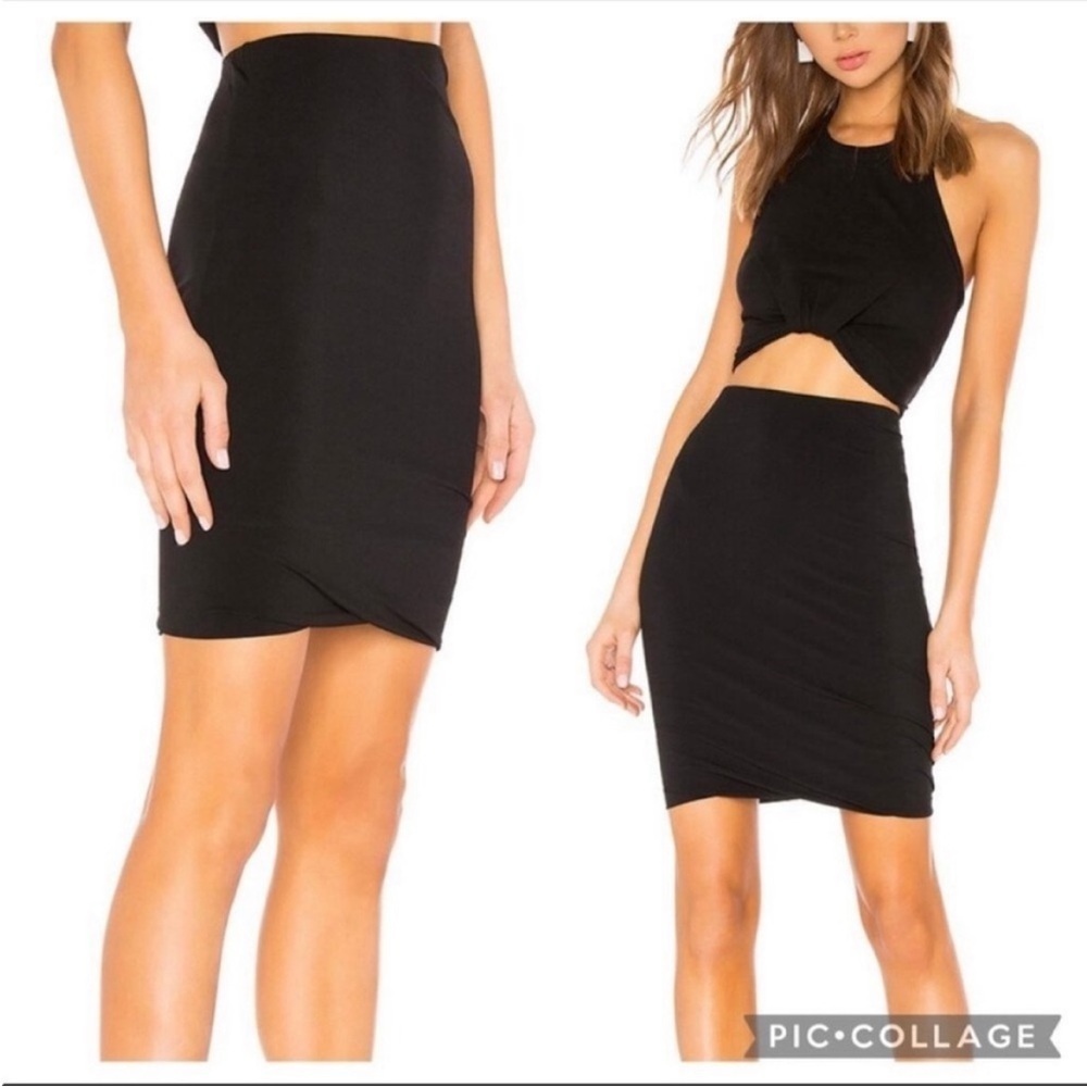 T Alexander wang black knit ruched midi skirt